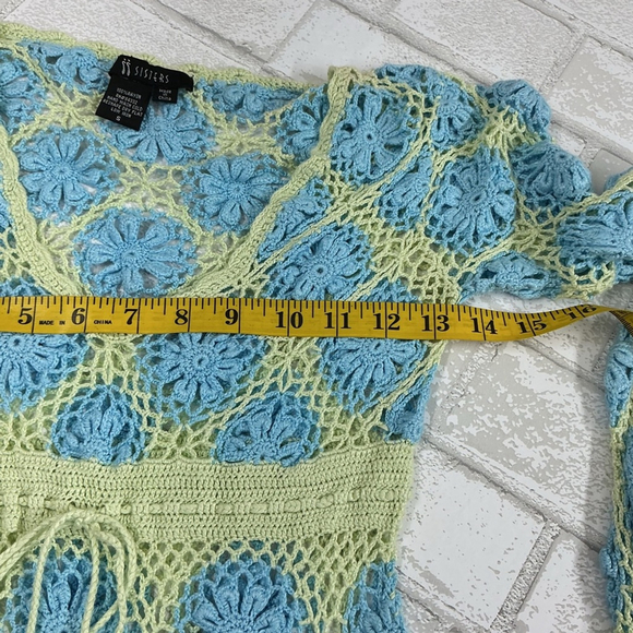 Blue and Cream Crochet Women Top - Picture 3 of 3